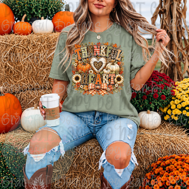 Faux Embroidery Thankful Heart with Pumpkin