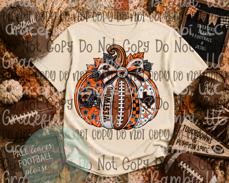 Faux Embroidery Westwood Football Pumpkin