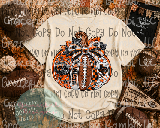 Faux Embroidery Westwood Football Pumpkin