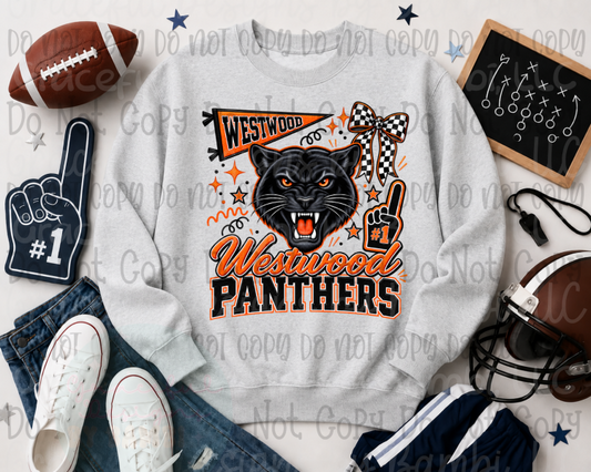 Faux Embroidery Westwood Panthers with Pennant