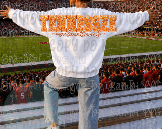 Faux Embroidery/Sequin Tennessee Vols Big Back