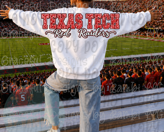 Faux Embroidery/Sequin Texas Tech Raiders Big Back