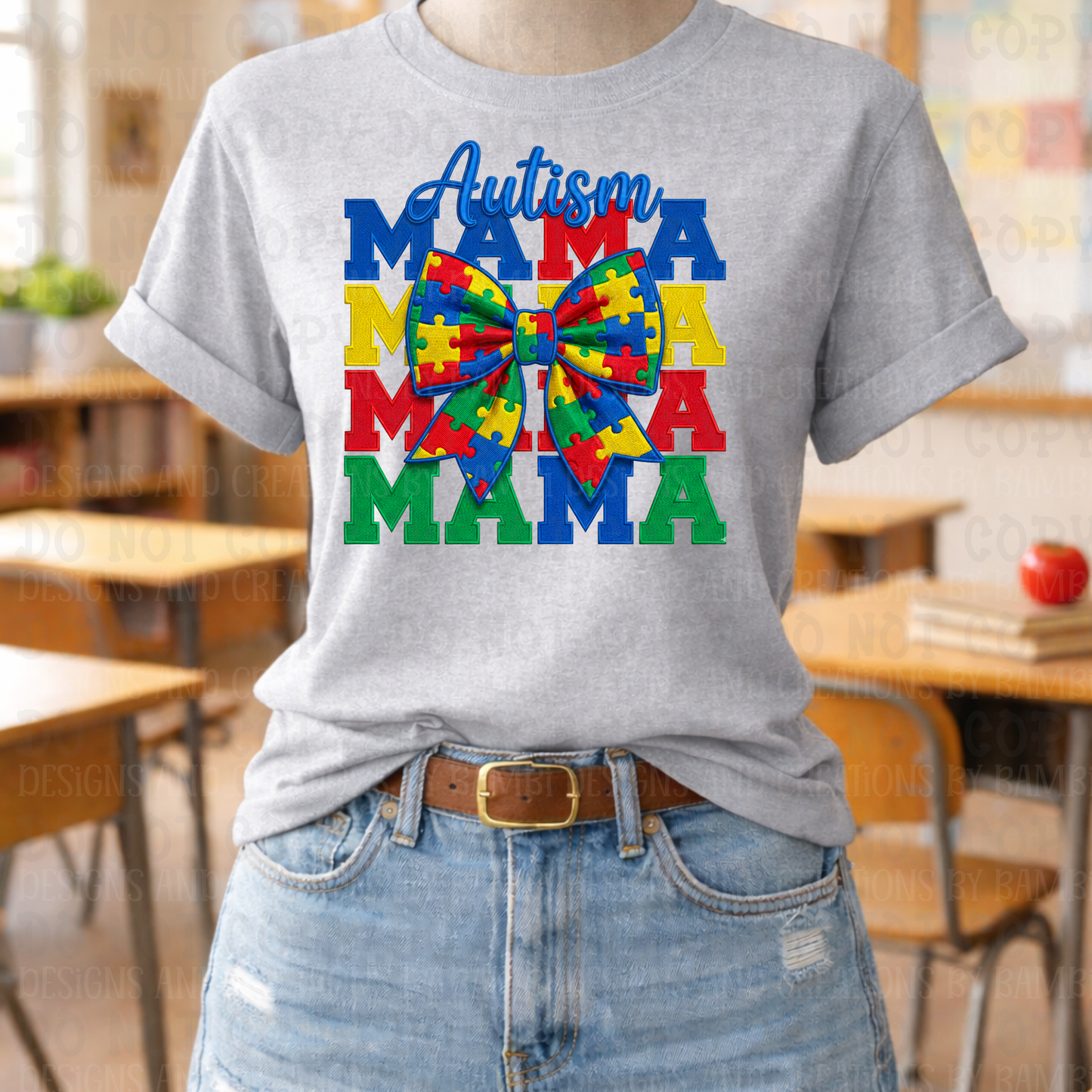 Faux Embroidery/Crochet Autism Mama Stacked