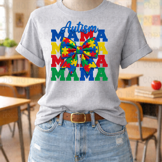 Faux Embroidery/Crochet Autism Mama Stacked