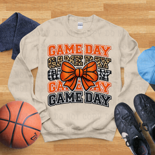 Faux Felt Game Day Stacked with Leopard Basketball