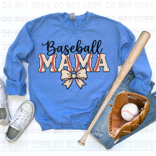 Faux Felt White Baseball Mama