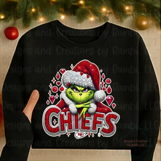 Faux Glitter/Stones Christmas Green Guy KC