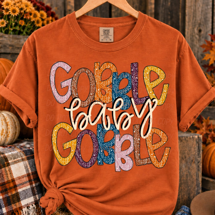 Faux Glitter Gobble Baby Gobble