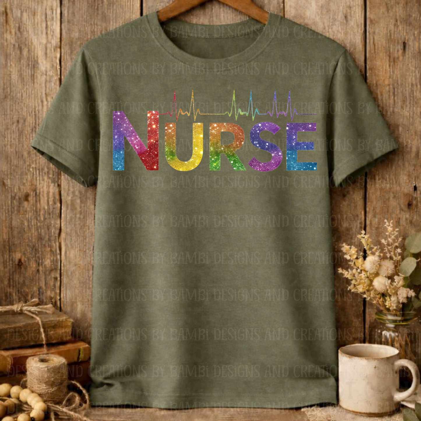 Faux Glitter Multi Color Nurse