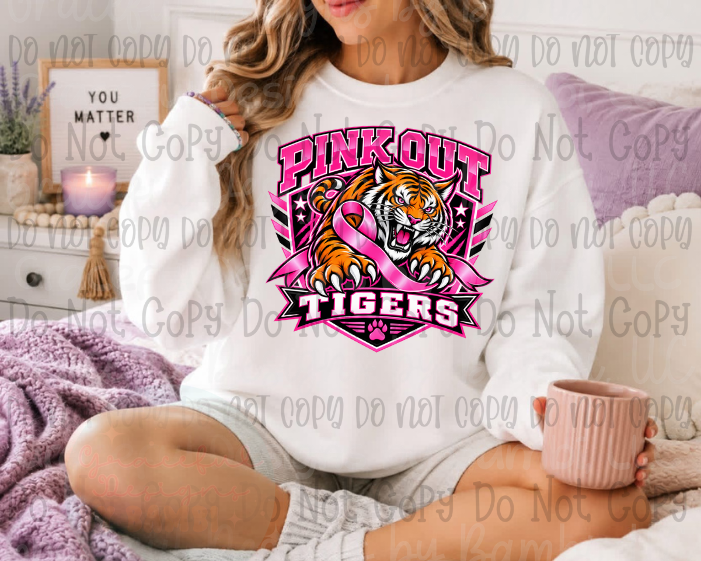 Faux Glitter Pink Out Tigers
