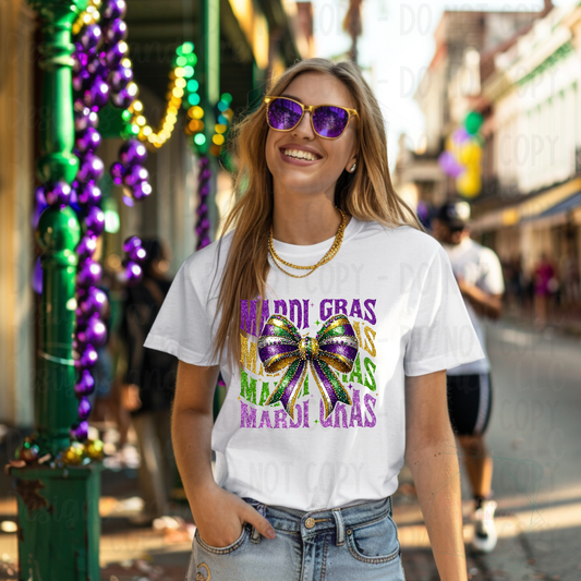 Faux Glitter Stacked Mardi Gras