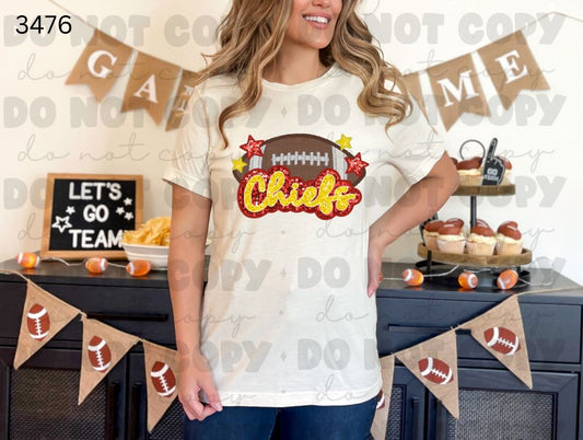 Faux Embroidery/Glitter KC and Football
