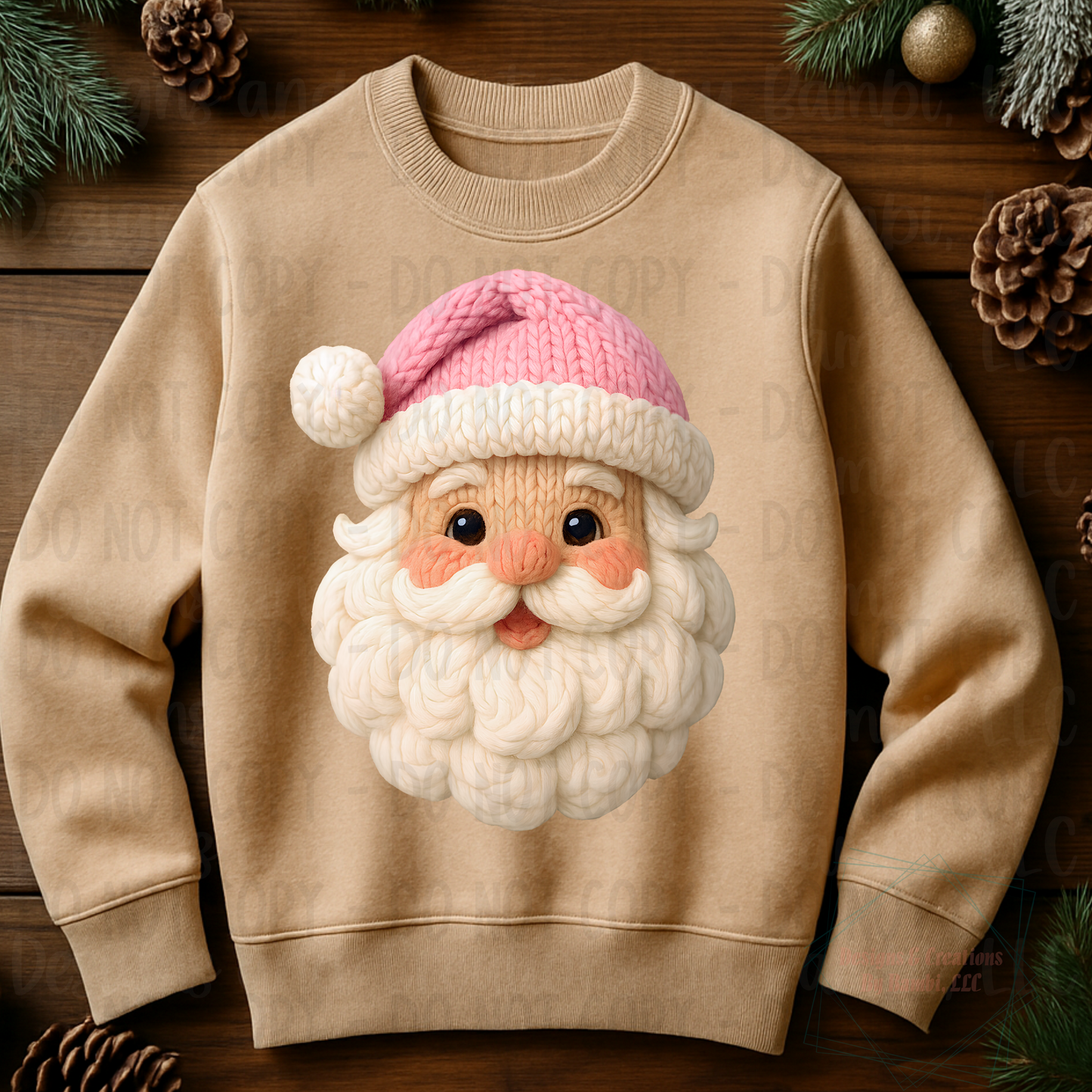 Faux Knit Santa with Pink Hat