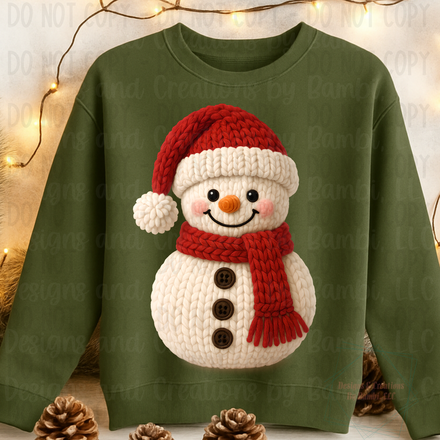 Faux Knit Snowman with Red Hat and Scarf