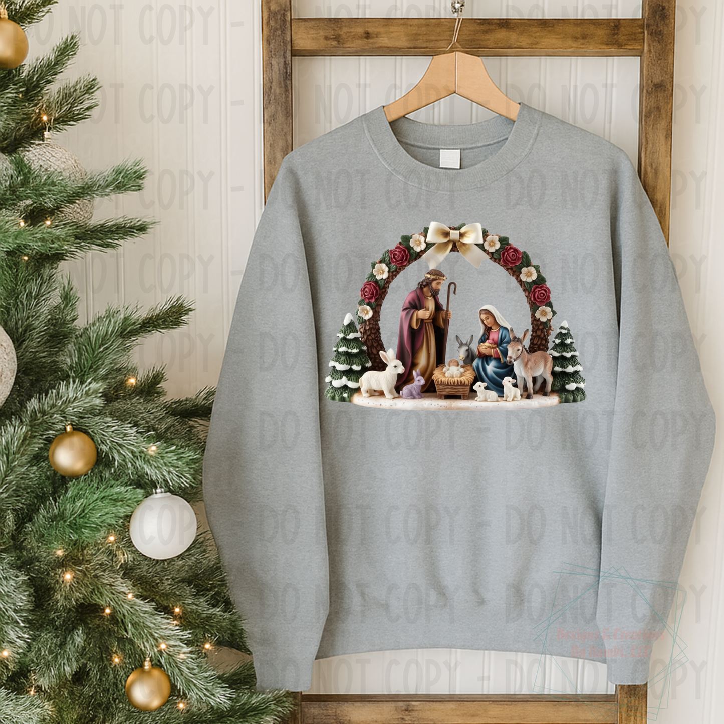 Faux Knit Winter Nativity Scene