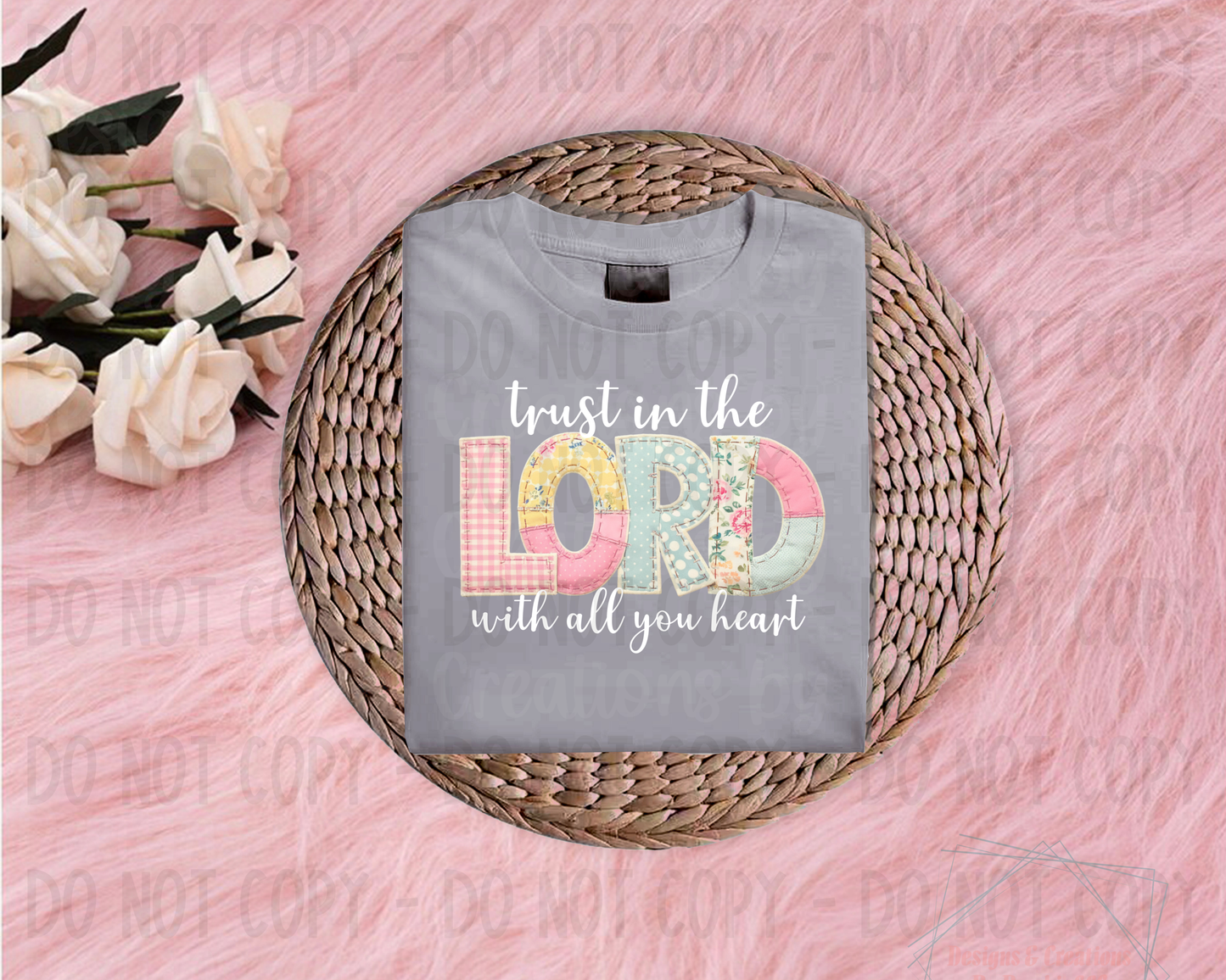 Faux Patchwork Trust in the Lord Pastel