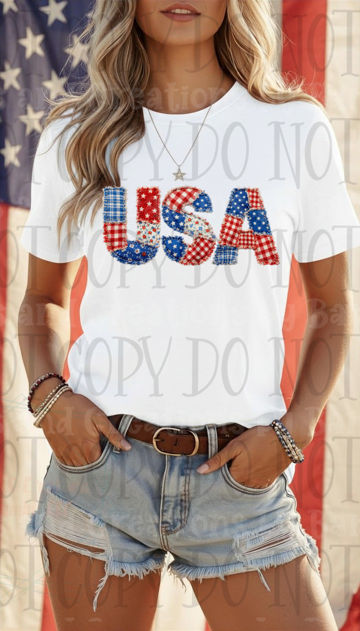 Faux Quilted USA in Flag Pattern