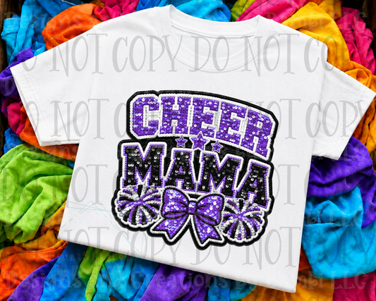 Faux Sequin Cheer Mama in Purple
