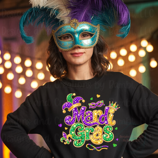 Faux Sequin Mardi Gras