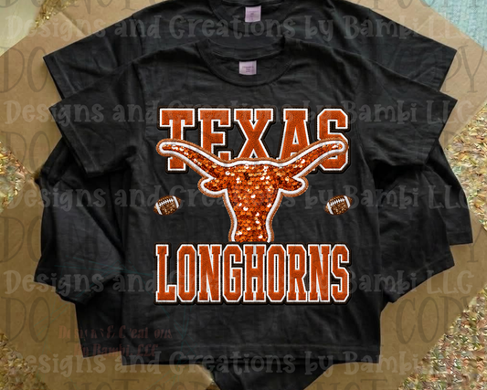 Faux Sequins Texas Longhorns
