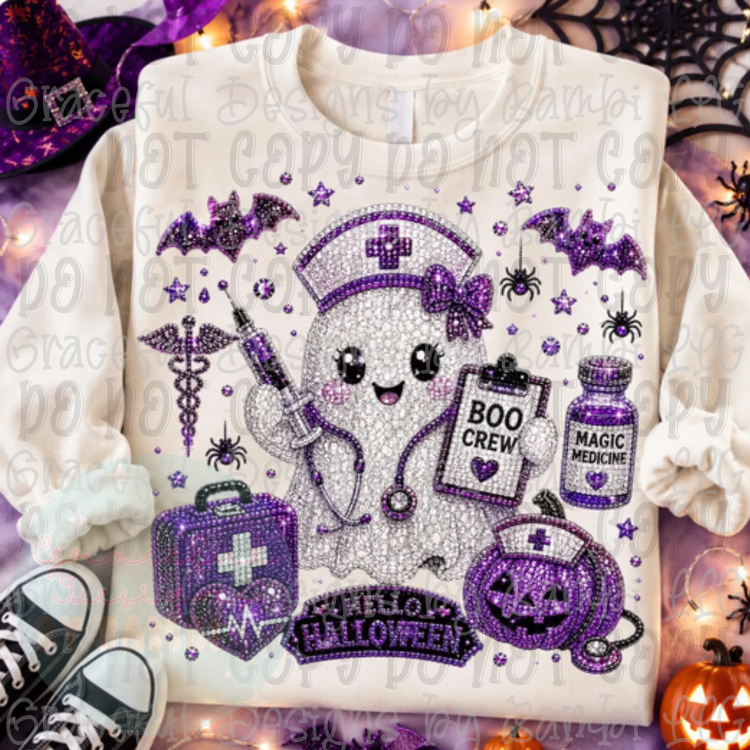 Faux Sparkle Halloween Nurse Ghost