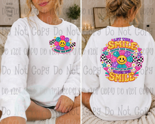 Faux Sparkling-Embroidered Change Your World (Pocket/Back)