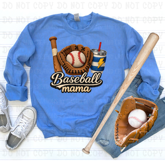 Faux Yarn-Embroidery Baseball Mama with Glove