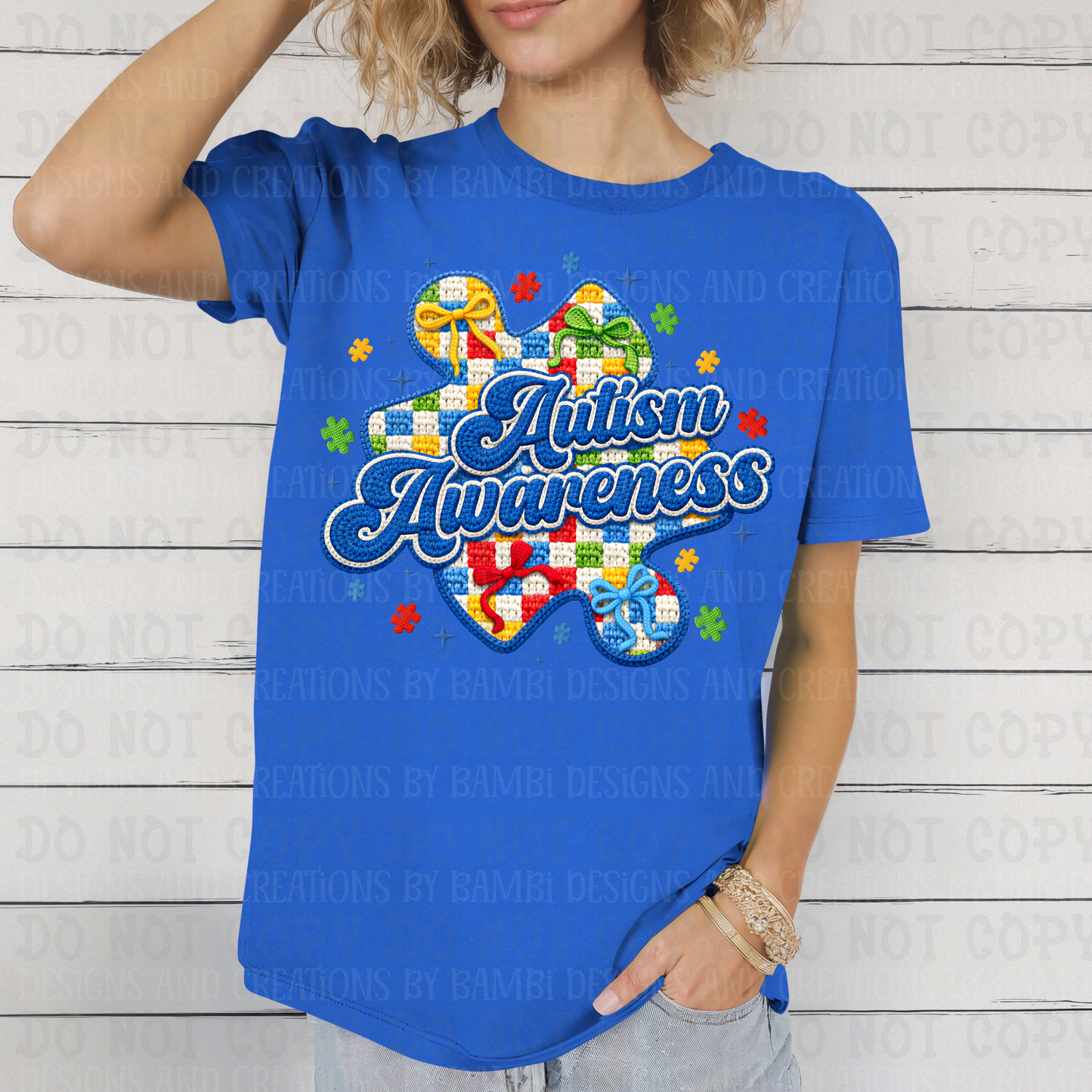 Faux Yarn Autism Awareness Puzzle Piece