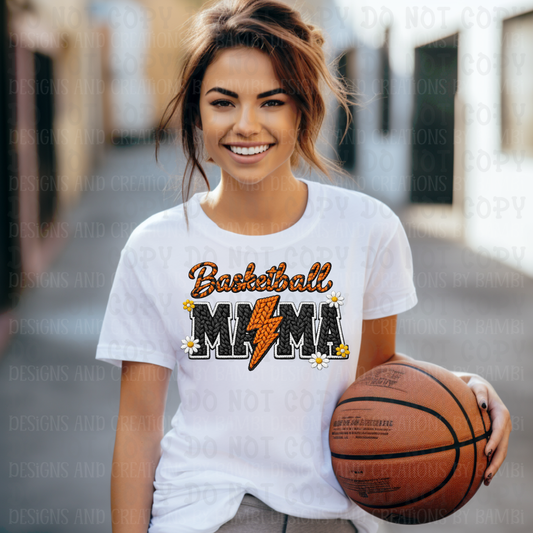 Faux Yarn Basketball Mama with Daisies