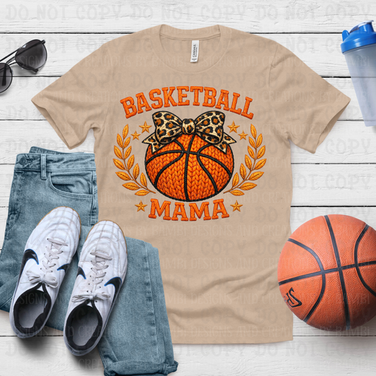Faux Yarn Basketball Mama with Leopard Bow