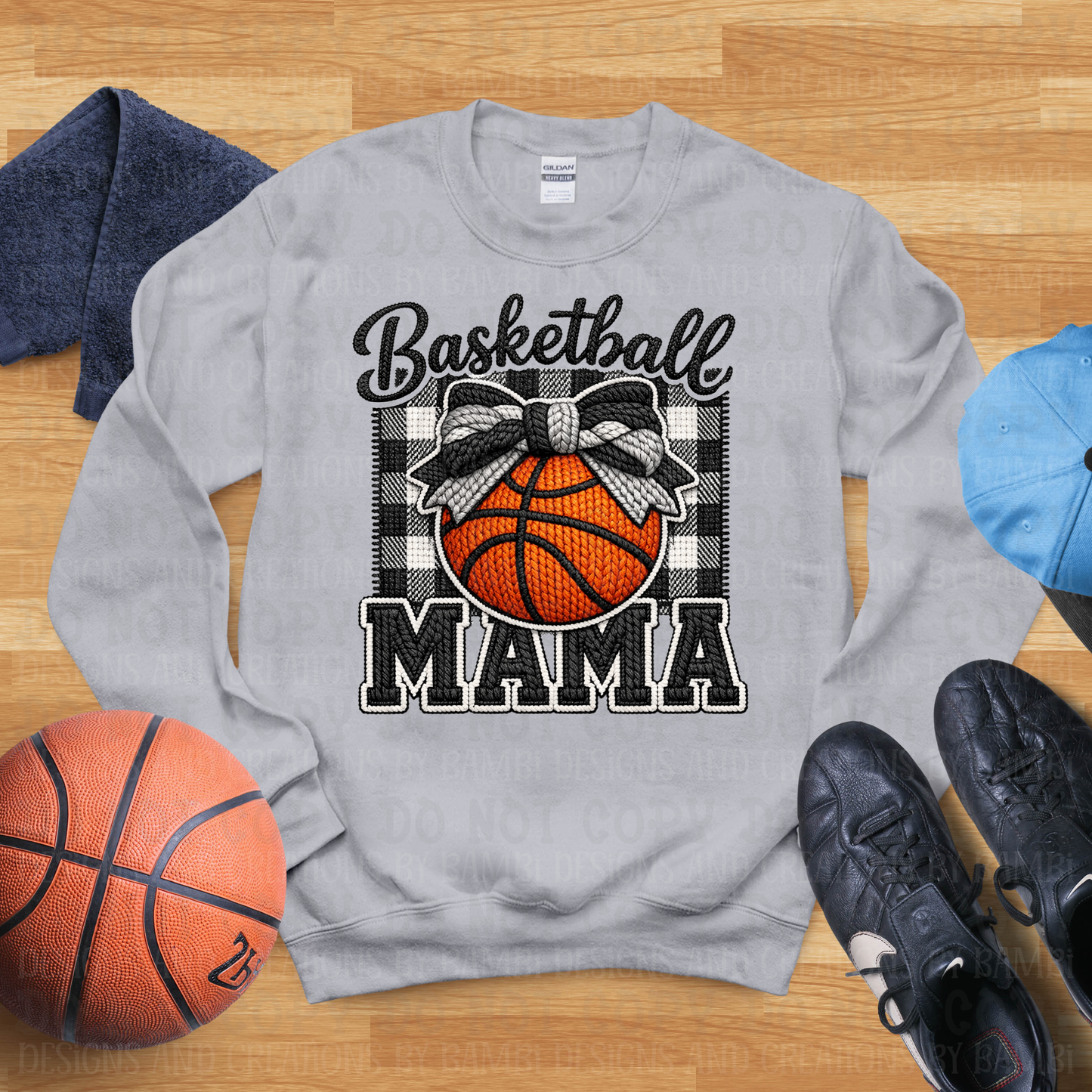 Faux Yarn Black and White Plaid Basketball Mama