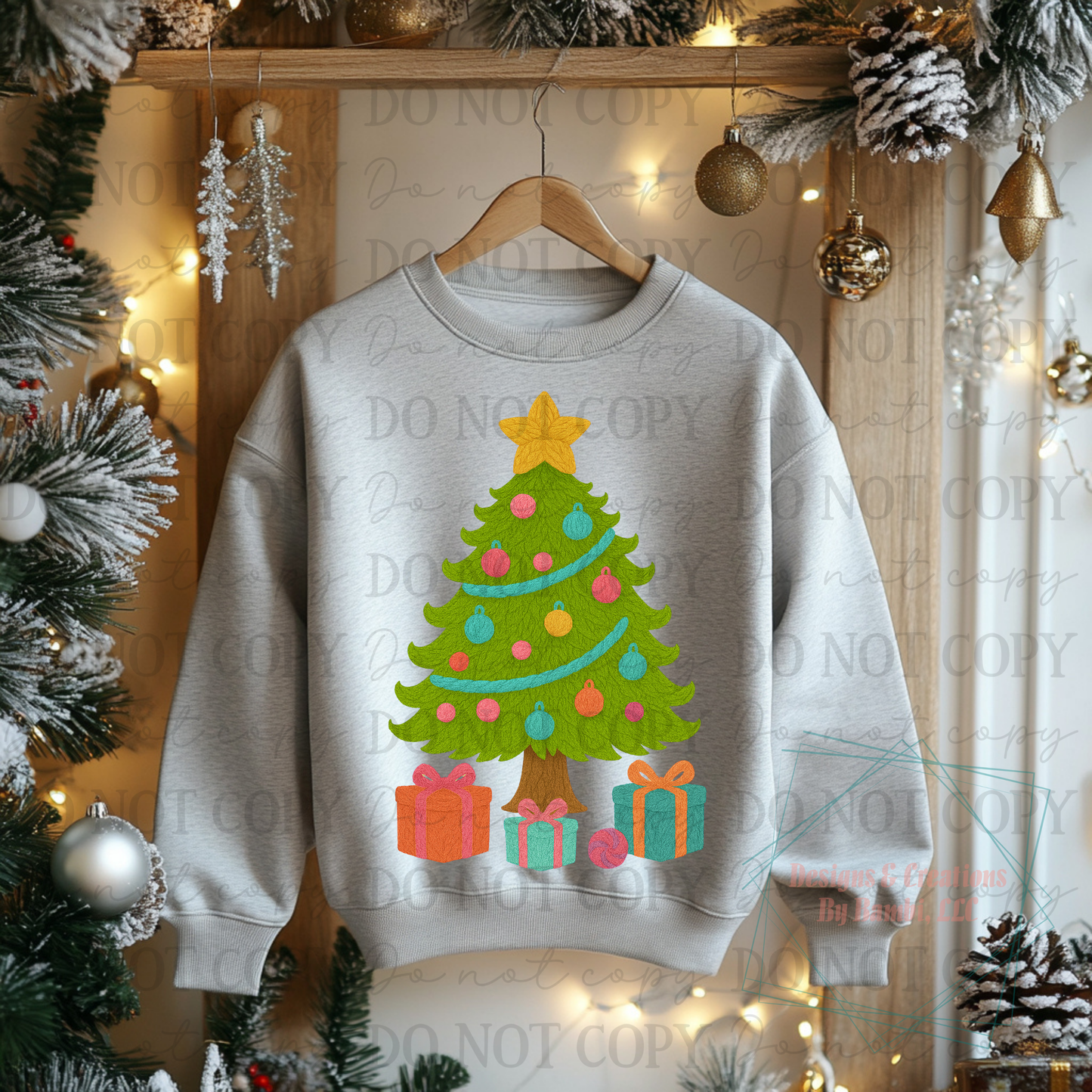 Faux Yarn Christmas Tree with Presents