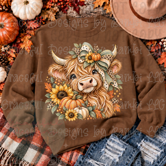 Faux Yarn Fall Highland Cow