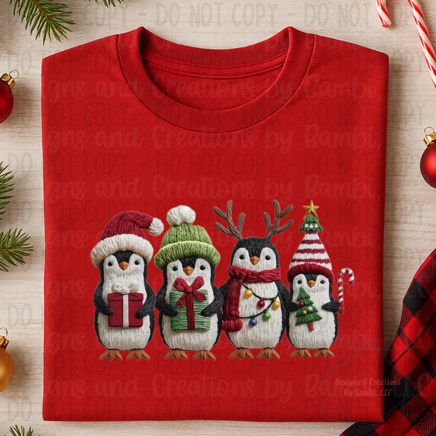 Faux Yarn Festive Penguins