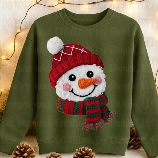 Faux Yarn Fuzzy red Snowman