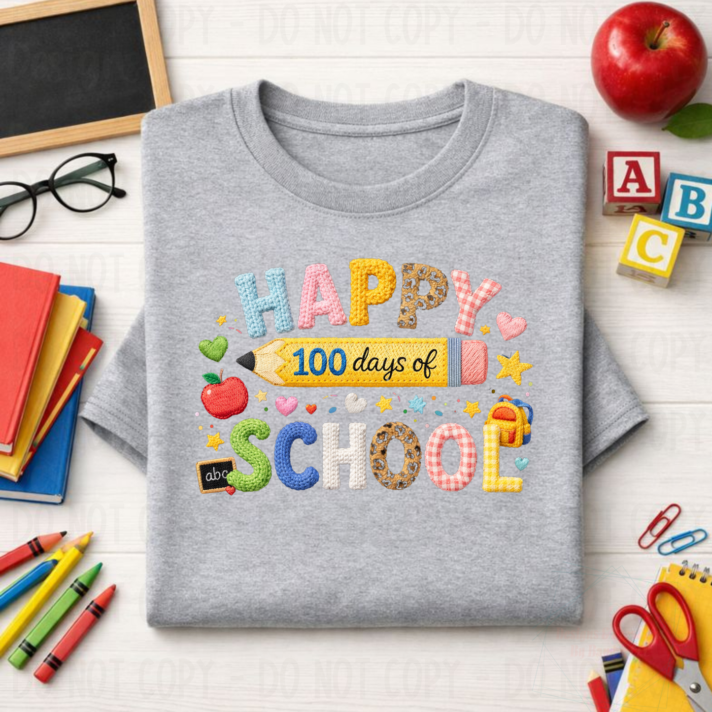 Faux Yarn Happy 100 Days of School Pastel Colors
