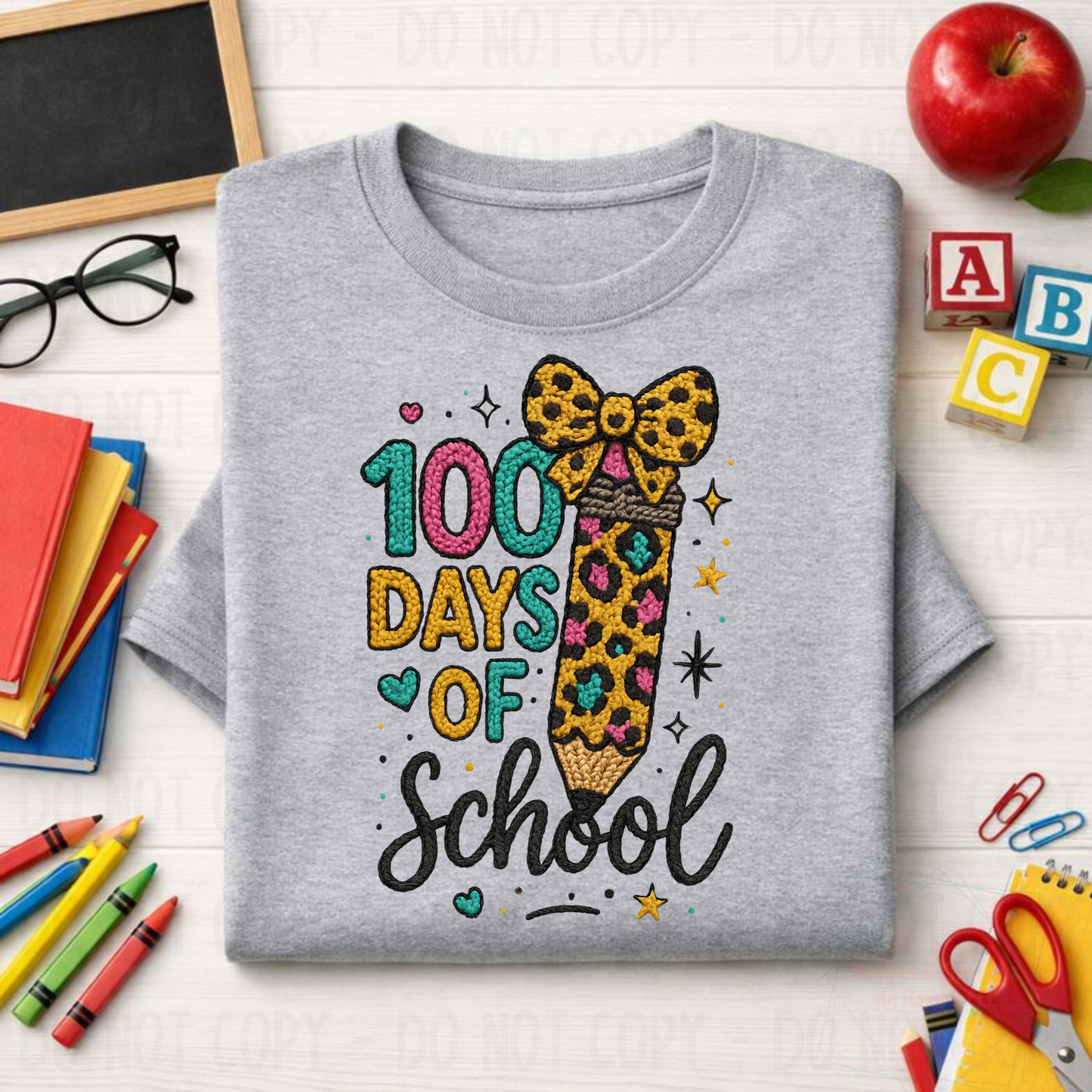 Faux Yarn Leopard Pencil 100 Days of School