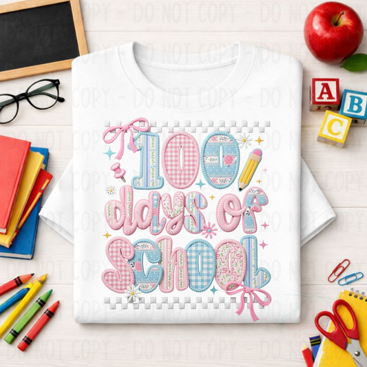 Faux Yarn Pastel Gingham 100 Days of School