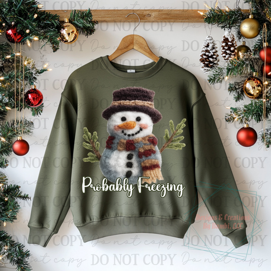 Faux Yarn Probably Freezing Snowman