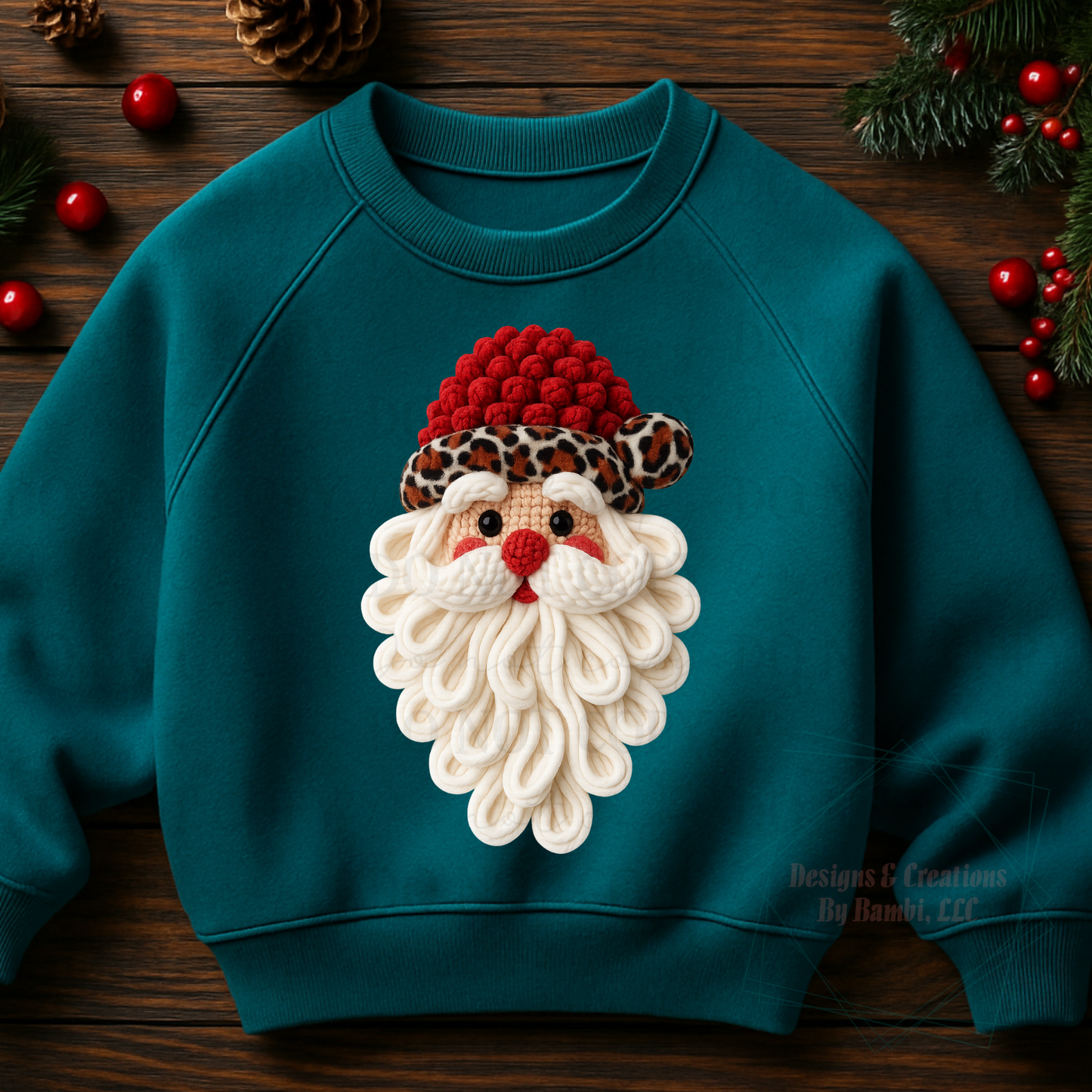 Faux Yarn Santa with Leopard