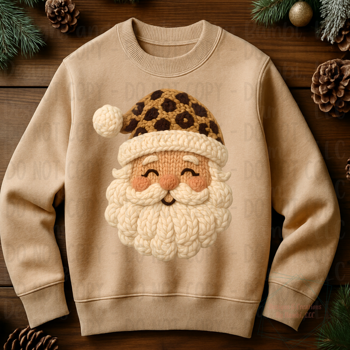 Faux Yarn Santa with Leopard Hat