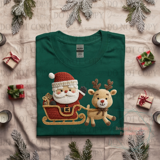 Faux Yarn Santa with Sleigh