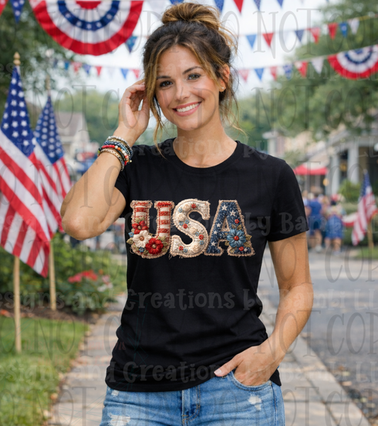 Faux Yarn USA with Floral