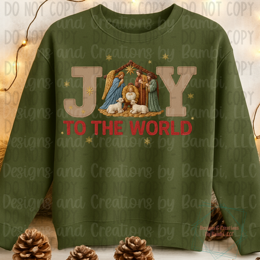 Faux Yarn/Embroidery Joy To The World Version 1
