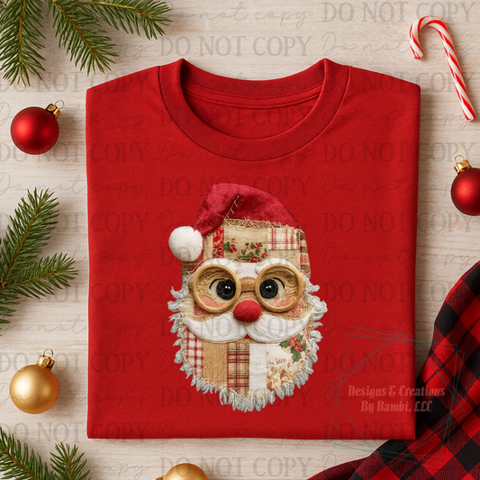Faux Yarn Patchwork Santa Version 1