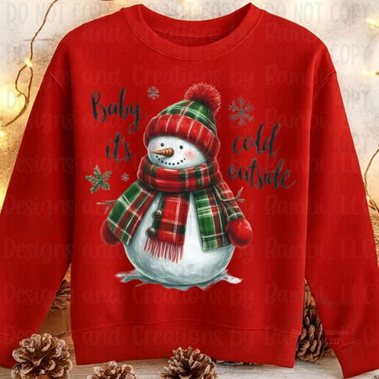 Festive Baby It's Cold Outside Snowman with Red