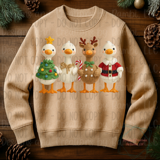 Festive Ducks Christmas Faux Yarn