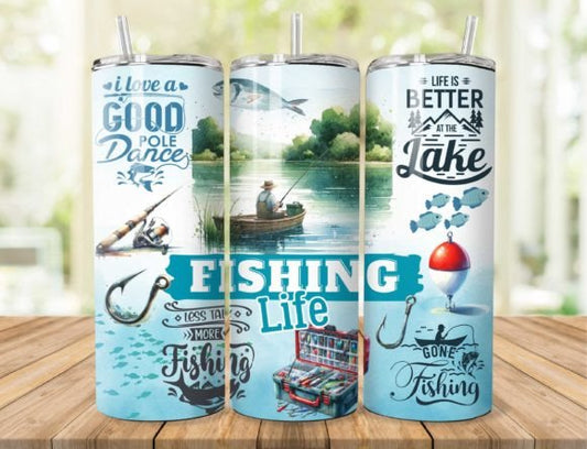 Fishing Life- Scenic 20 oz Skinny Sublimation Tumbler
