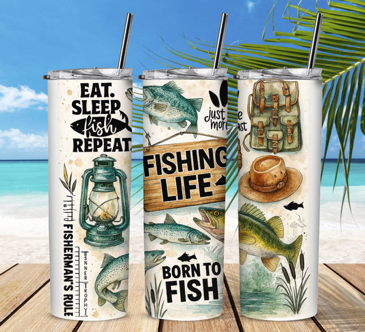Fishing Life 20 oz Skinny Sublimation Tumbler