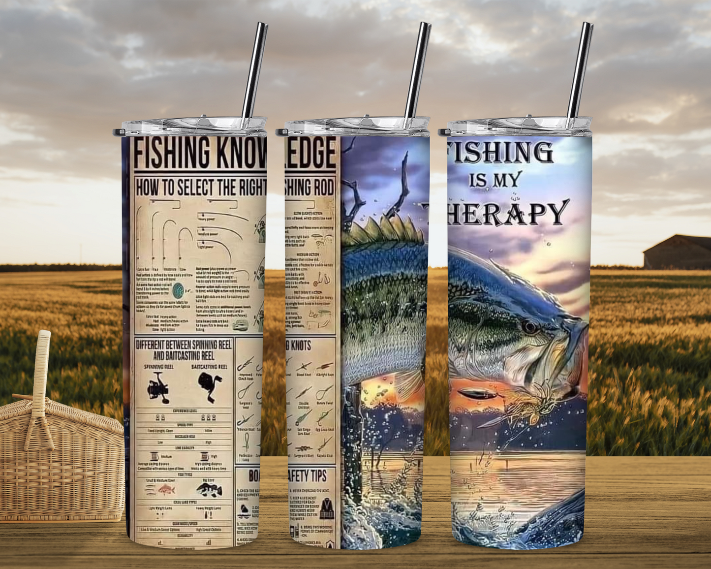 Fishing is my Therapy 20 oz Skinny Sublimation Tumbler